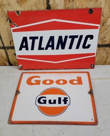 Atlantic & Gulf Porcelain Pump Signs