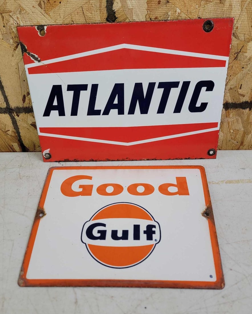 Atlantic & Gulf Porcelain Pump Signs (1 of 3)