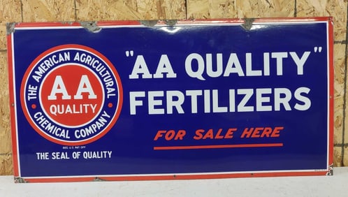 AA Quality Fertilizers w/Logo Porcelain Sign
