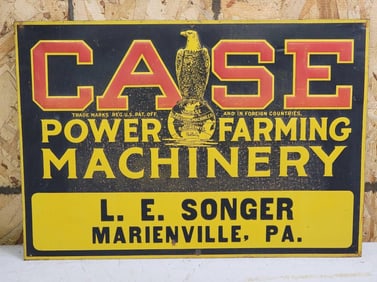 Case Power Farming Machinery w/Old Abe Logo Metal Sign