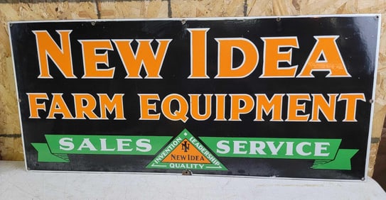 New Idea Farm Equipment Sales & Service Porcelain Sign (TAC)