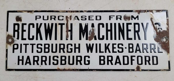 (Caterpillar) Purchased From Beckwith Machinery Porcelain Sign