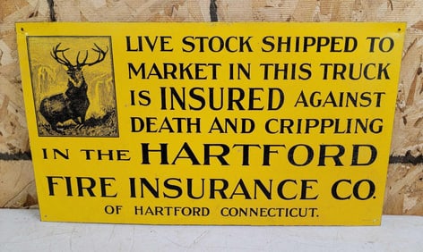Hartford Fire Insurance Metal Sign