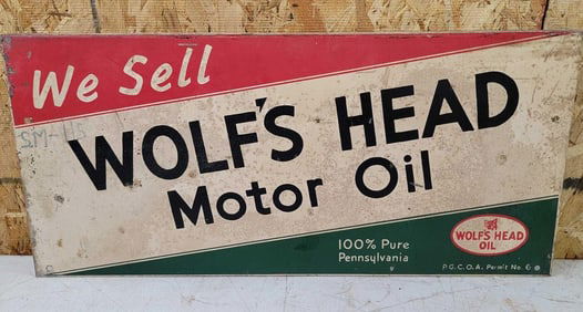 We Sell Wolf's Head Motor Oil Metal Sign (TAC)