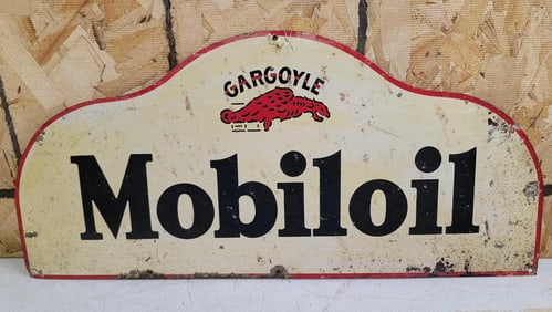Mobiloil w/Gargoyle Metal Oil Can Rack Sign