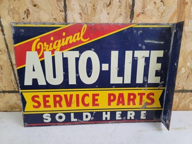 Original Auto-Lite Service Parts Sold Here Metal Flange Sign