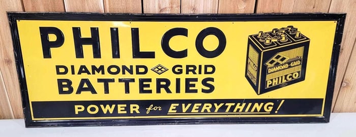 Philco Diamond Grid Batteries w/Graphics Metal Sign (TAC)