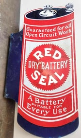 Red Dry Seal Battery Porcelain Flange Sign