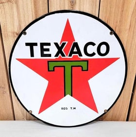 Texaco (black-T) Star Logo Porcelain Lubster Sign (TAC)