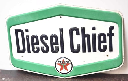 Texaco Diesel Chief w/Round Logo Metal Pump Sign