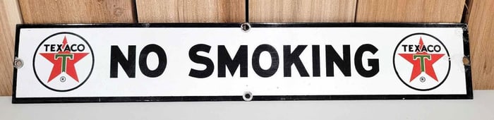 Texaco (white-T) No Smoking Porcelain Sign (TAC)
