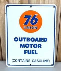 Union 76 Outboard Motor Fuel Porcelain Pump Sign (TAC)