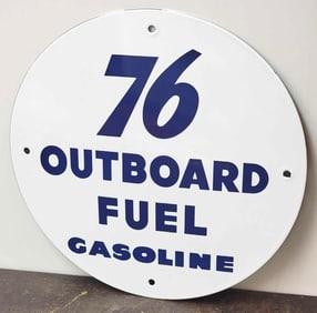 Union 76 Outboard Fuel Gasoline Porcelain Pump Sign (TAC)