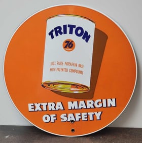 Union 76 Triton 'Extra Margin of Safety" Porcelain Sign (TAC)