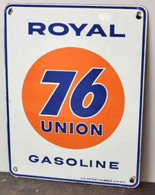 Union 76 Royal Gasoline Porcelain Pump Sign (small)(TAC)