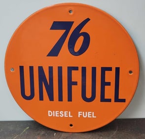 Union 76 Unifuel Diesel Fuel Porcelain Pump Sign (TAC)