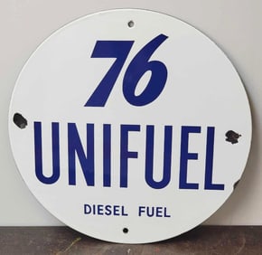 Union 76 Unifuel Diesel Fuel Porcelain Sign (TAC)
