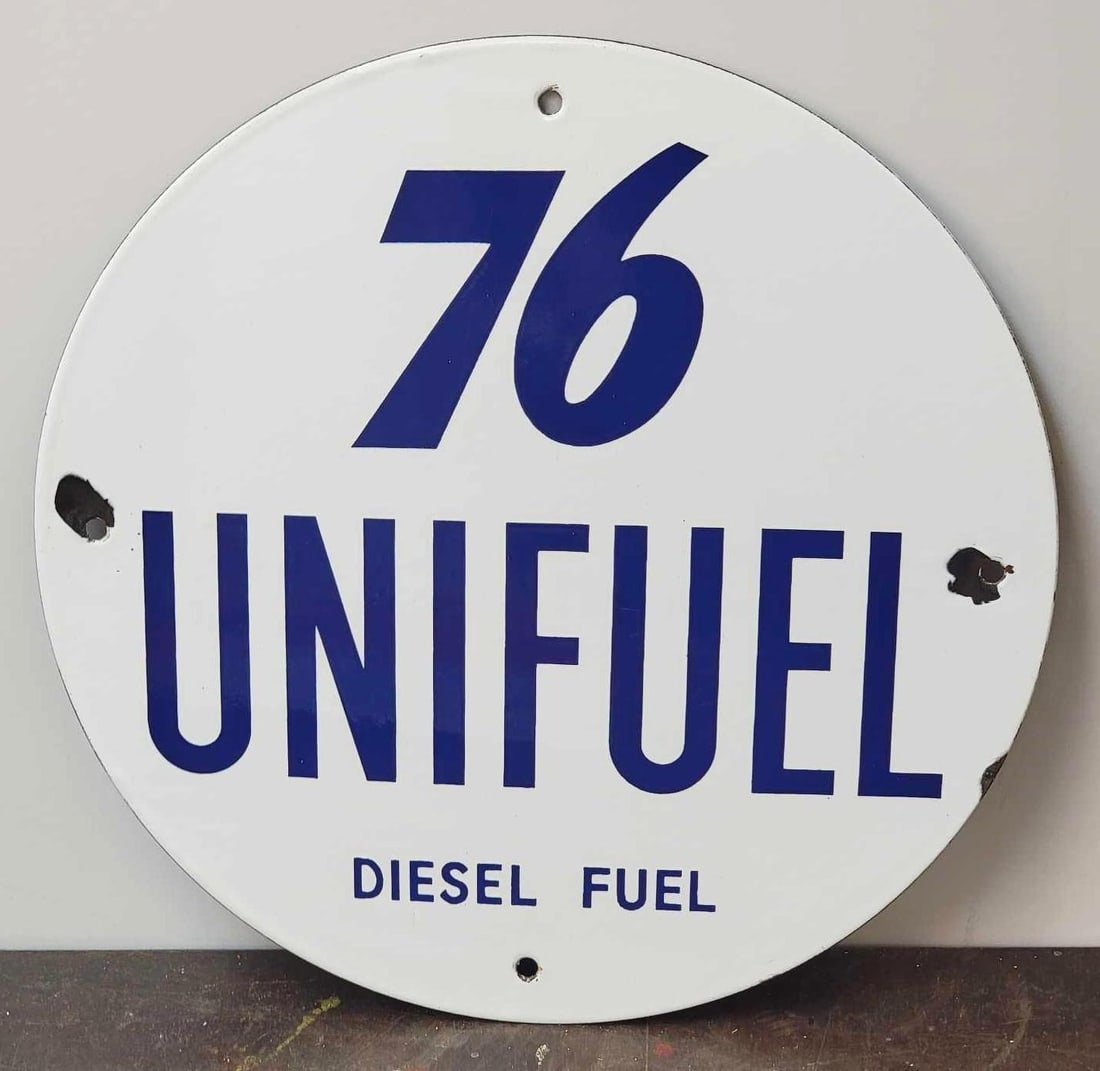 Union 76 Unifuel Diesel Fuel Porcelain Sign (TAC) (1 of 3)