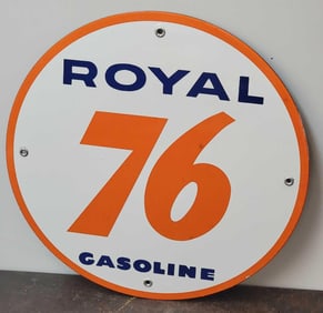 Union 76 Royal Gasoline Porcelain Pump Sign (TAC)