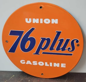 Union 76 plus Gasoline Porcelain Pump Sign (TAC)