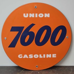 Union 7600 Gasoline Porcelain Pump Sign (TAC)