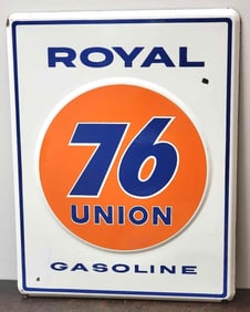 Union 76 Royal Gasoline Porcelain Pump Sign (TAC)