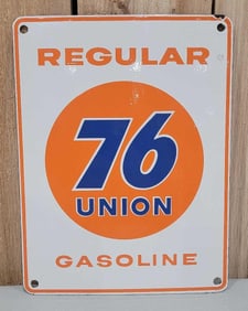 Union 76 Regular Gasoline (small) Porcelain Pump Sign (TAC)