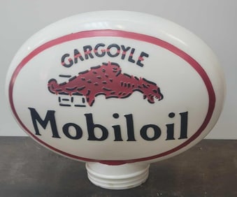 Gargoyle Mobiloil OPC Oil Cabinet Milk Glass Globe (TAC)