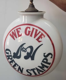 We Give S&H Green Stamps OPE Milk Glass Canopy Globe (TAC)