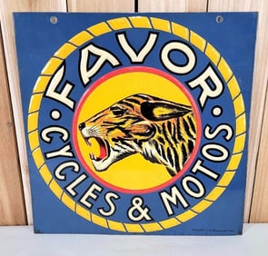 Favor Cycles Motos w/Image Metal Sign (TAC)