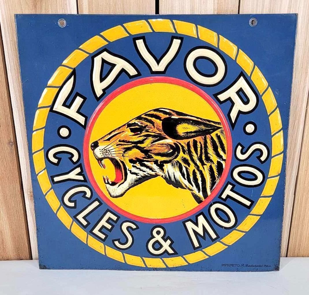 Favor Cycles Motos w/Image Metal Sign (TAC) (1 of 8)