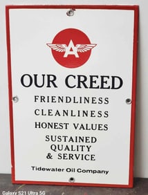 Tidewater "Our Creed" w/Logo Porcelain Sign (TAC)