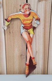 Veedol Skating Girl (short hair) Metal Sign (TAC)