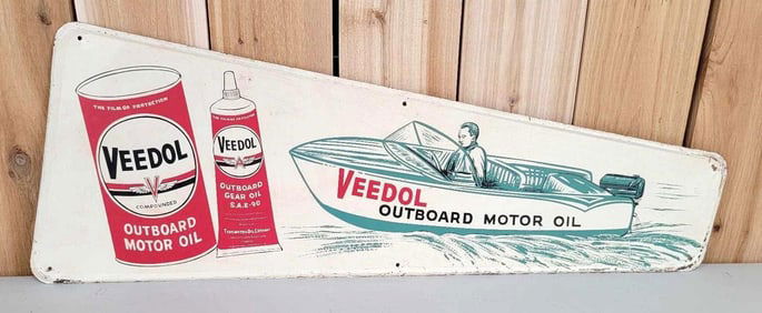 Veedol Outboard Motor Oil w/Boat Image Metal Sign (TAC)
