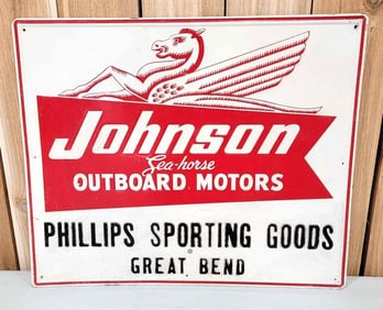 Johnson Sea-Horse Outboard Motors w/Early Logo Metal Sign (TAC)