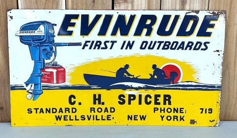 Evinrude "First in Outboards" Metal Sign (TAC)