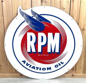 RARE RPM Aviation Oil w/Winged Logo Porcelain Sign (TAC)
