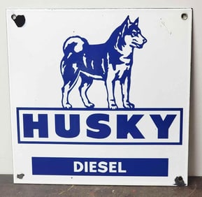 Husky Diesel w/Logo Porcelain Pump Sign (TAC)