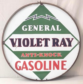 General Violet Ray Anti-Knock Gasoline Porcelain Sign (TAC)