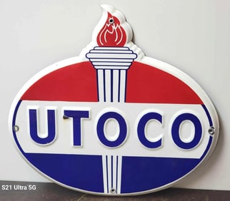 UTOCO (Standard Oil of Utah) Embossed Porcelain Pump Sign (TAC)