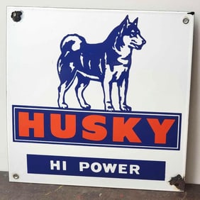 Husky Hi Power w/Logo Porcelain Pump Sign (TAC)