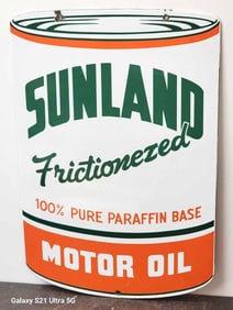 Rare Sunland Frictionezed Motor Oil Porcelain Sign (TAC)