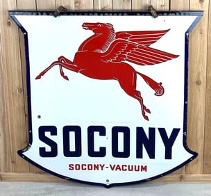 Socony w/Pegasus Socony-Vacuum Porcelain Id Sign (TAC)