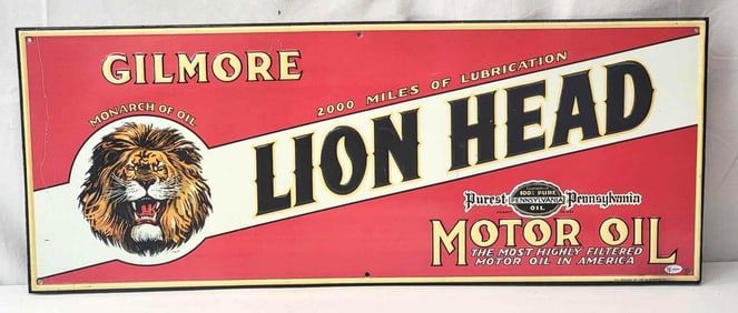 Gilmore Lion Head Motor Oil w/Logo Metal Sign (TAC)