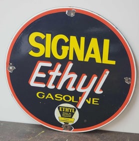 Signal Ethyl Gasoline Porcelain Pump Sign (TAC)