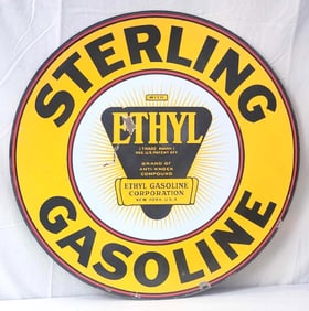 Sterling Gasoline w/Ethyl Logo Porcelain Sign (TAC)