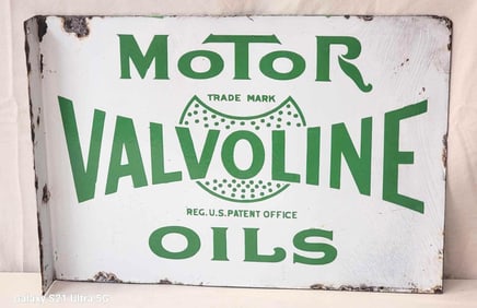 Early Valvoline Motor Oils w/Logo Porcelain Flange Sign (TAC)