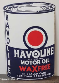Havoline Motor Oil Wax Free Porcelain Flange Sign (TAC)