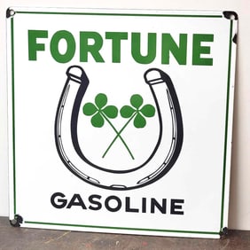 Fortune Gasoline w/Logo Porcelain Pump Sign (TAC)