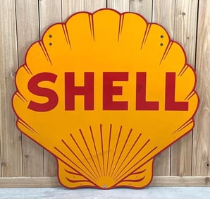 Shell w/half lines logo Porcelain Sign (TAC)